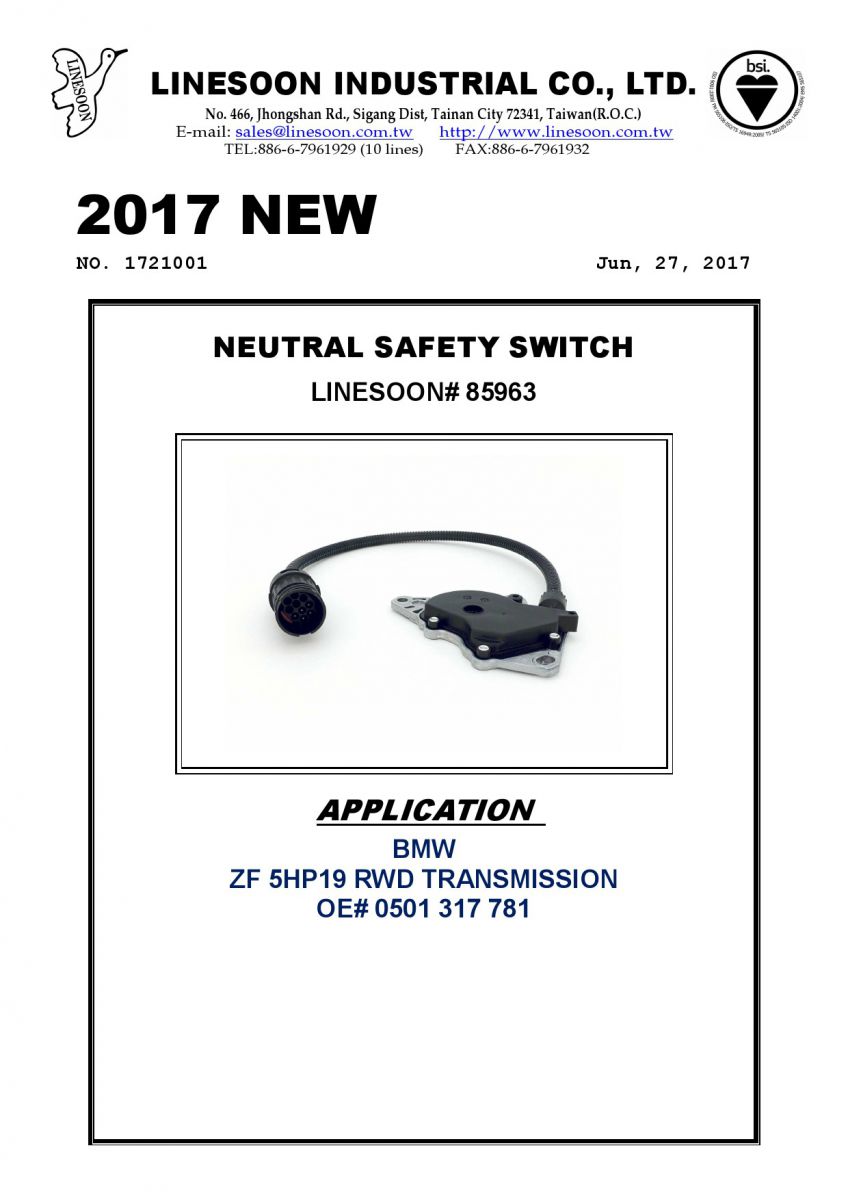 ROLLOUTNEUTRAL SAFETY SWITCHBMW ZF5HP19 LINESOON