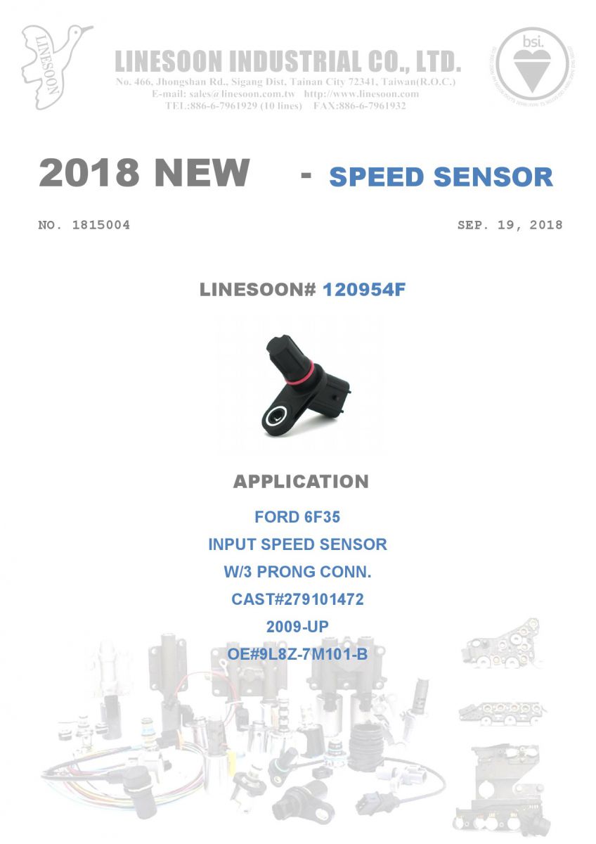 ROLLOUT- INPUT SPEED SENSOR- FORD 6F35 - LINESOON